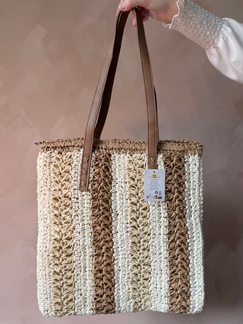 Rieten tas in naturel tint