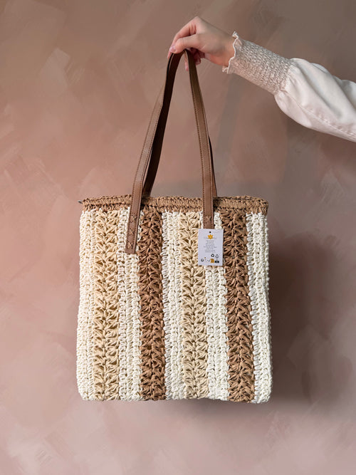 Rieten tas in naturel tint